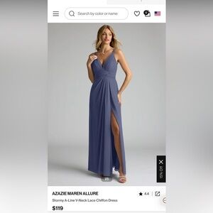 Azazie Maren Allure Dress - Size A20, Color: Stormy